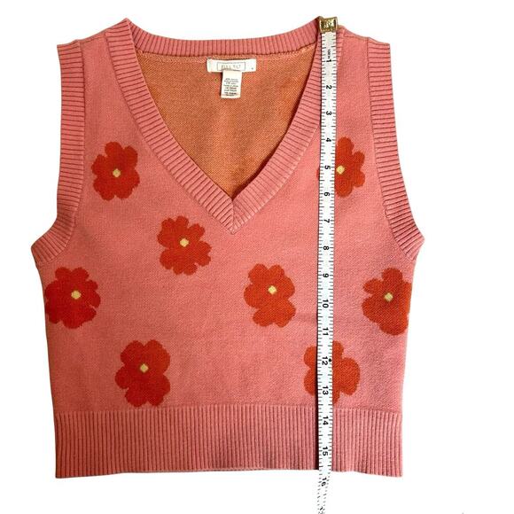 FULL TILT Knit Pink Floral Sweater Sleeveless Top Size M Boho Retro - Picture 6 of 6
